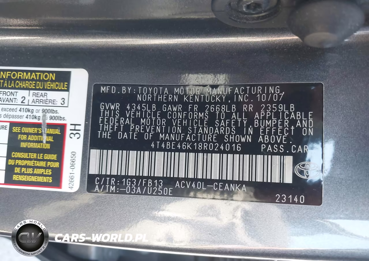 2008 Toyota Camry Le VIN:4T4BE46K18R024016 - 9