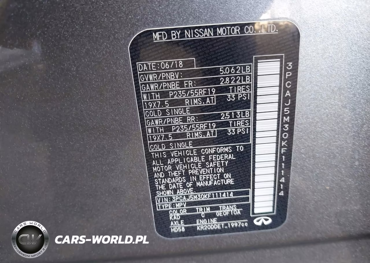 2019 Infiniti Qx50 Essential VIN:3PCAJ5M30KF111414 - 9
