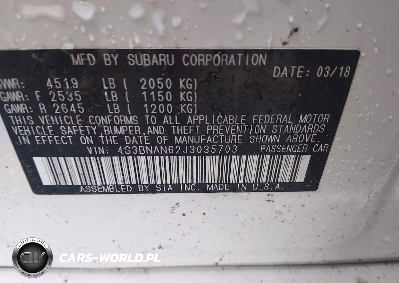 2018 Subaru Legacy 2.5I Limited VIN:4S3BNAN62J3035703 - 9
