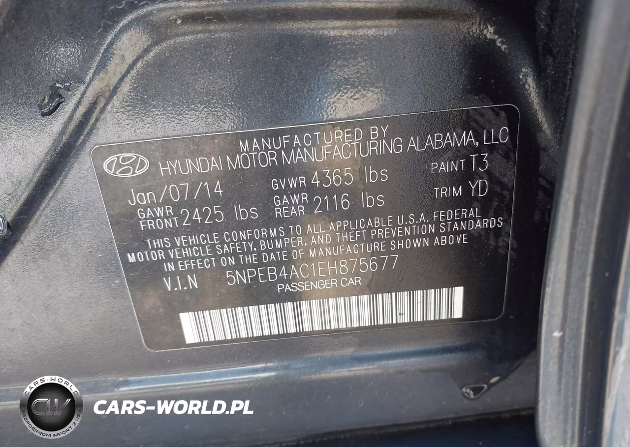 2014 Hyundai Sonata Gls VIN:5NPEB4AC1EH875677 - 9