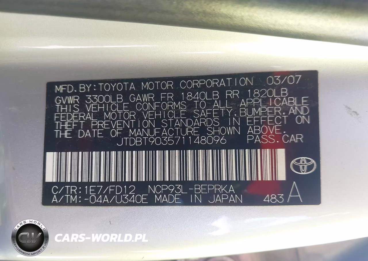 2007 Toyota Yaris VIN:JTDBT903571148096 - 9