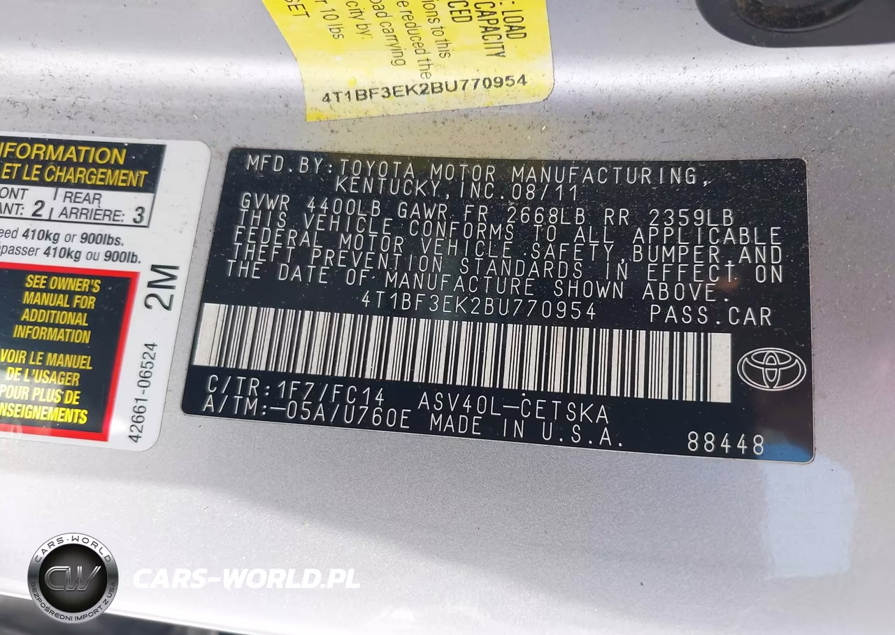 2011 Toyota Camry Se VIN:4T1BF3EK2BU770954 - 9
