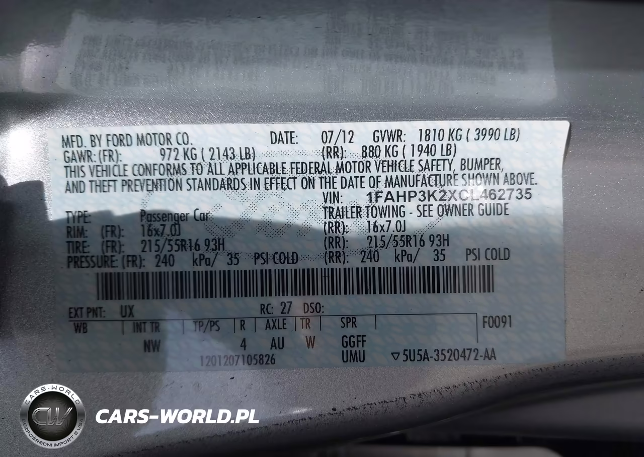 2012 Ford Focus Se VIN:1FAHP3K2XCL462735 - 9