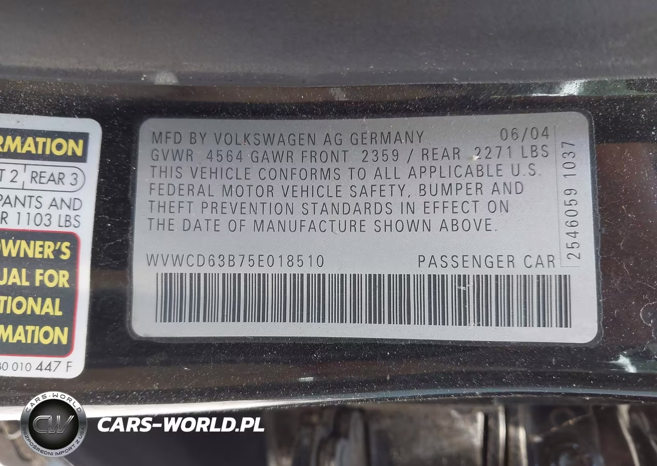 2005 Volkswagen Passat Gls VIN:WVWCD63B75E018510 - 9