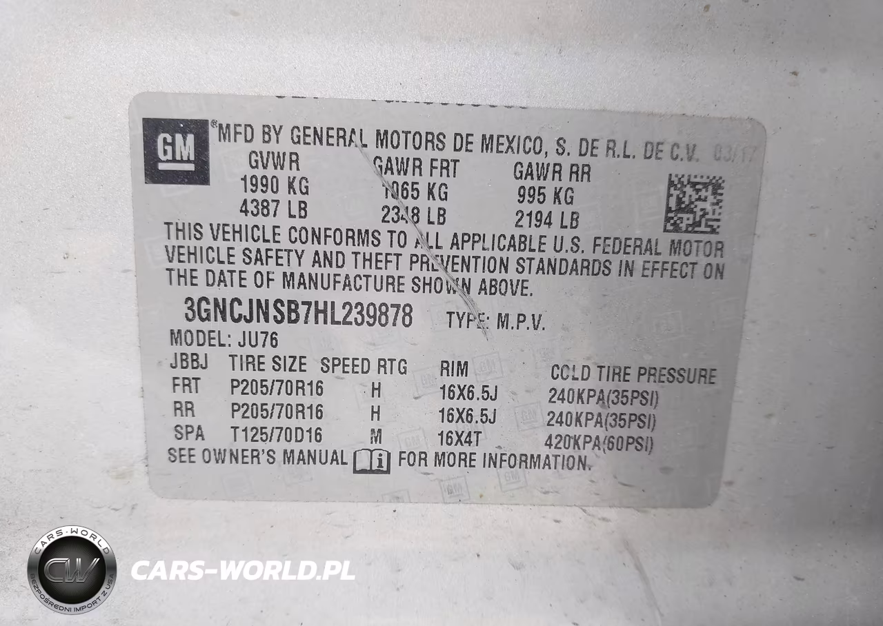 2017 Chevrolet Trax Ls VIN:3GNCJNSB7HL239878 - 9