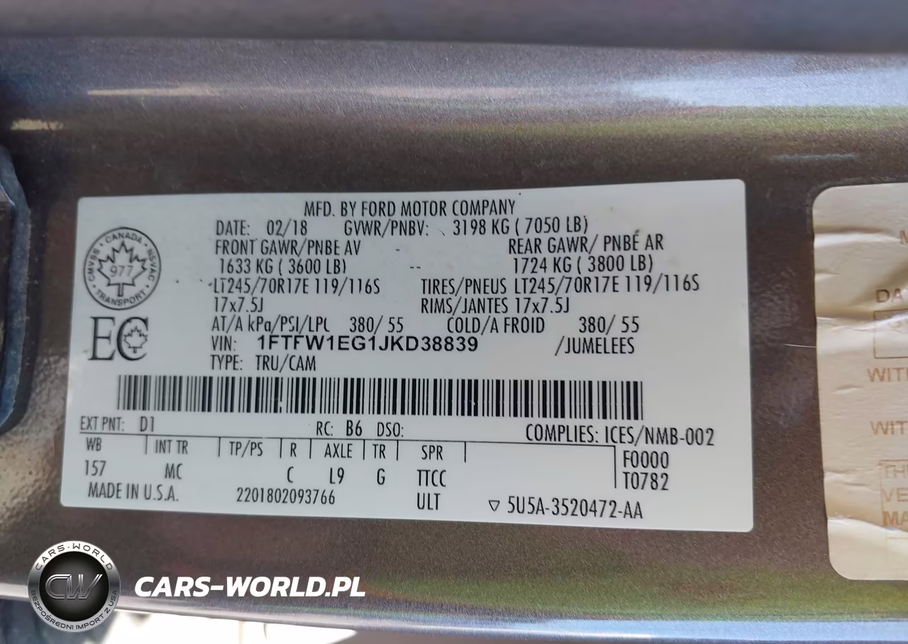 2018 Ford F-150 Xlt VIN:1FTFW1EG1JKD38839 - 9