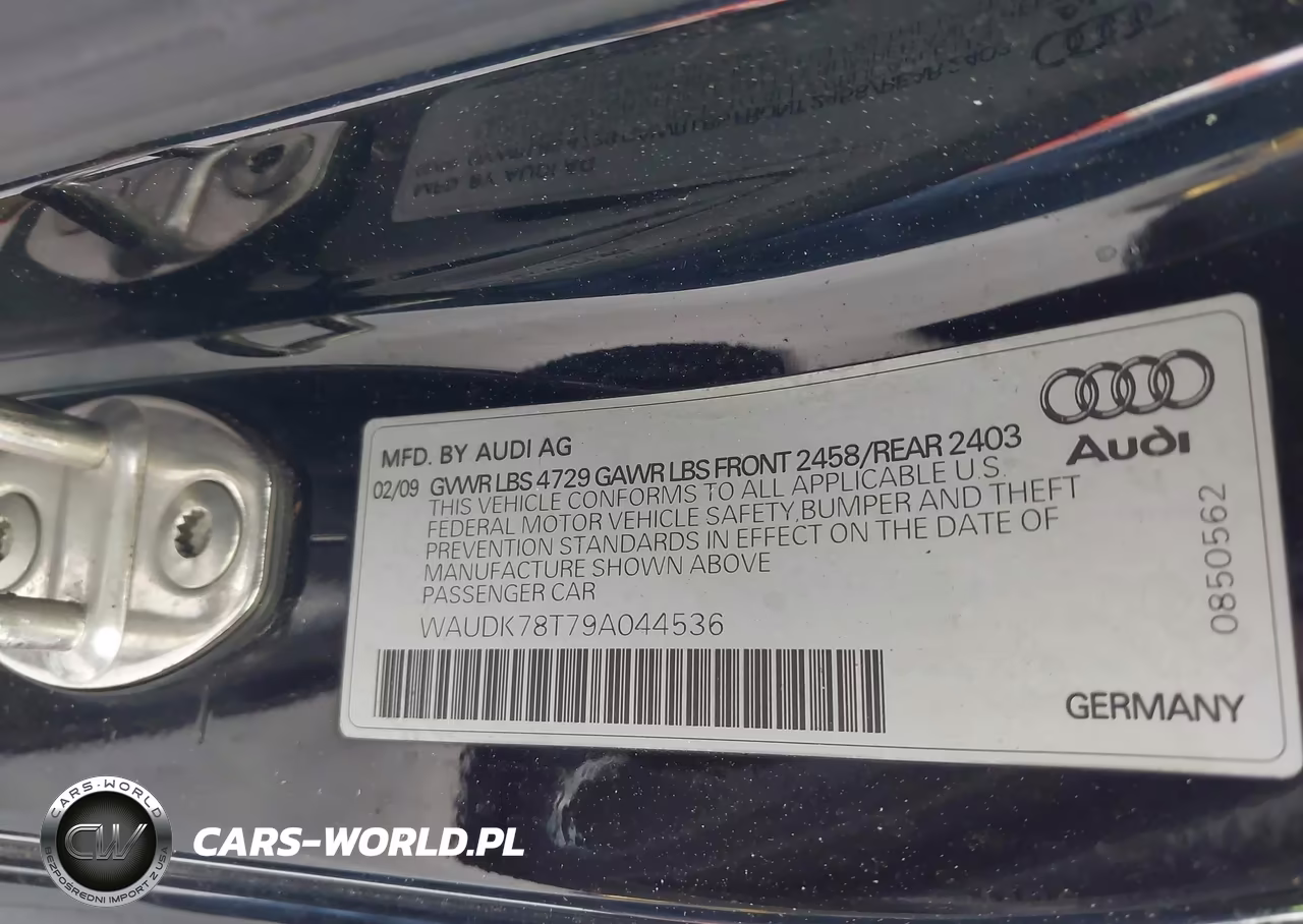 2009 Audi A5 3.2L VIN:WAUDK78T79A044536 - 9