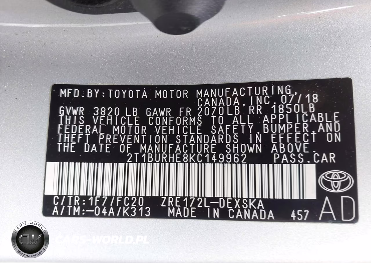 2019 Toyota Corolla Se VIN:2T1BURHE8KC149962 - 9
