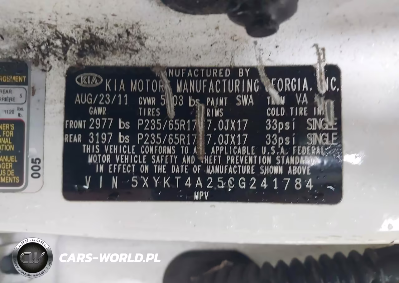 2012 Kia Sorento Lx V6 VIN:5XYKT4A25CG241784 - 9