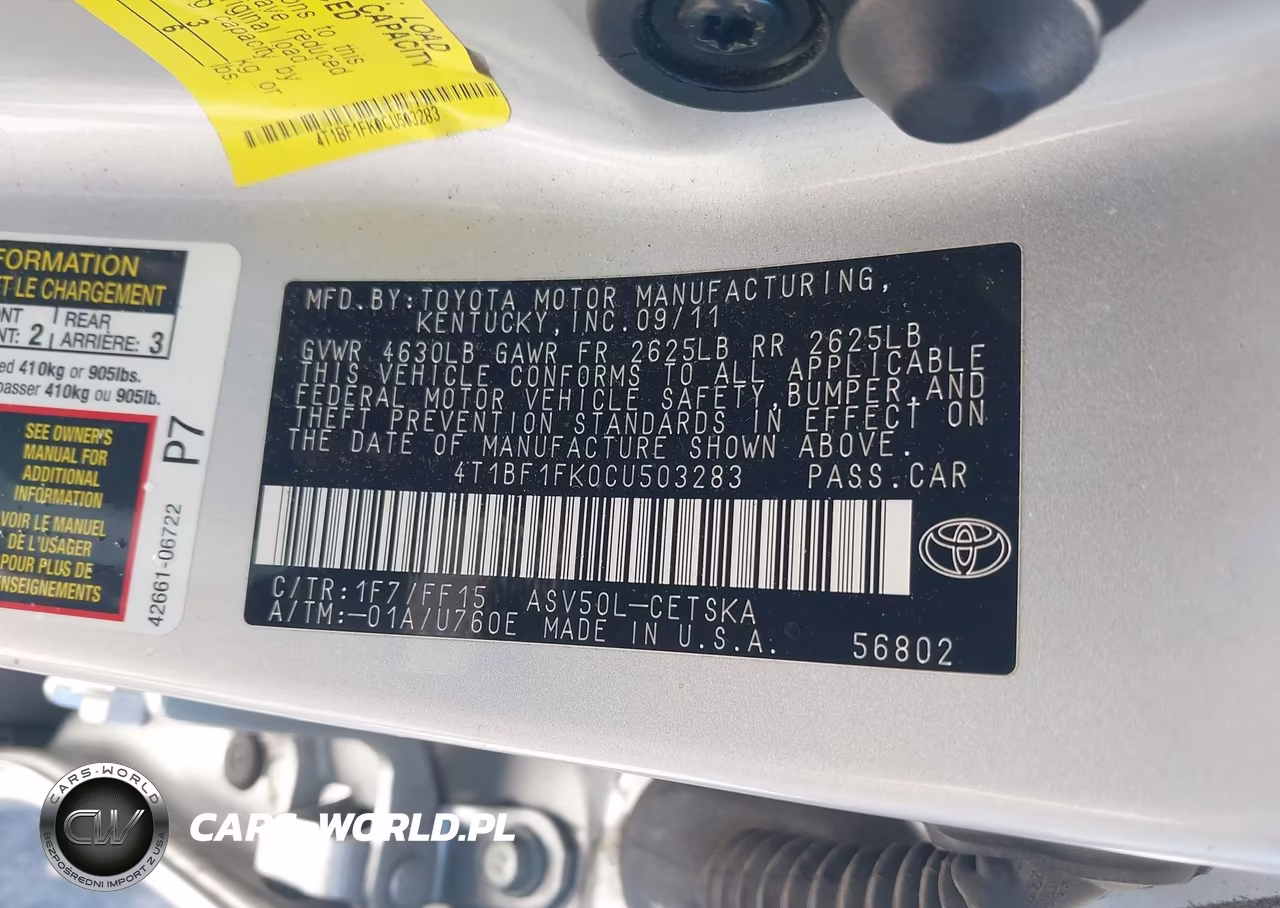 2012 Toyota Camry Se VIN:4T1BF1FK0CU503283 - 9