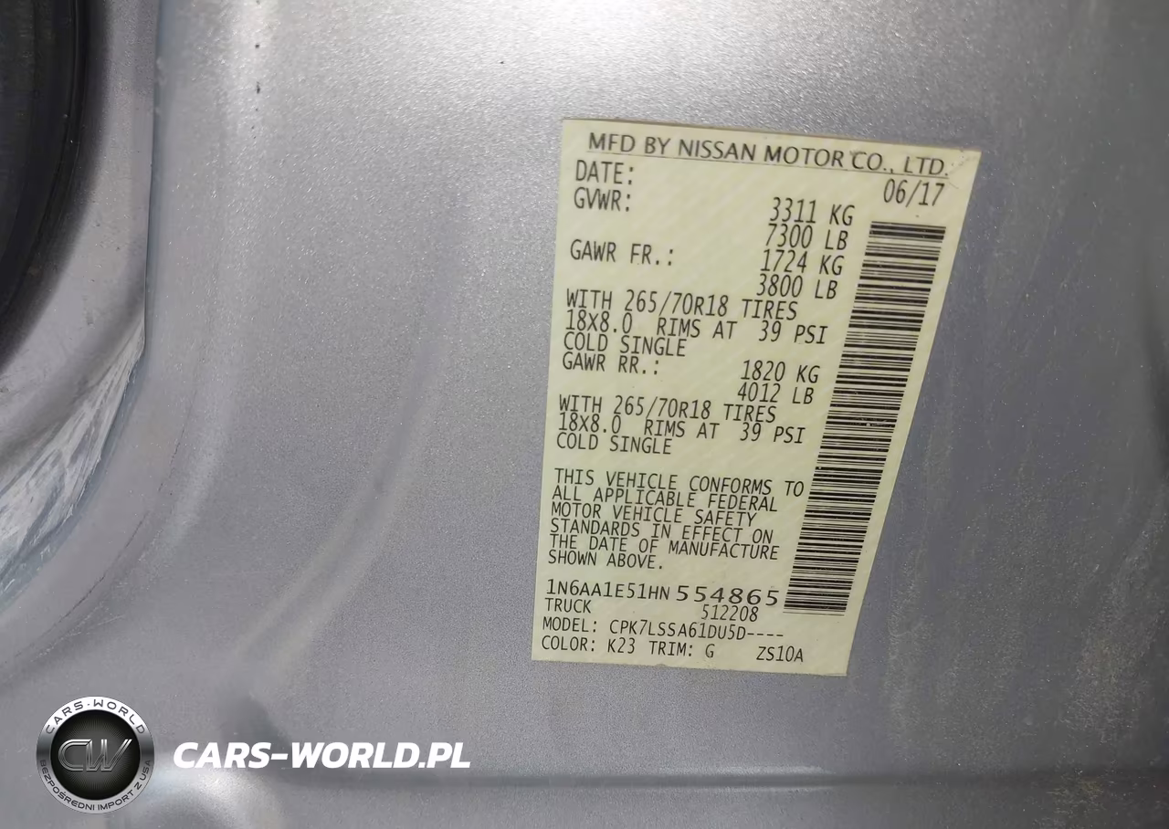 2017 Nissan Titan Sv VIN:1N6AA1E51HN554865 - 9