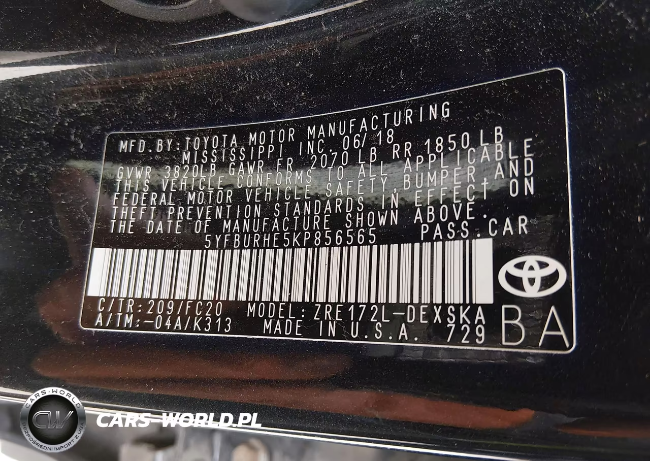 2019 Toyota Corolla Se VIN:5YFBURHE5KP856565 - 9