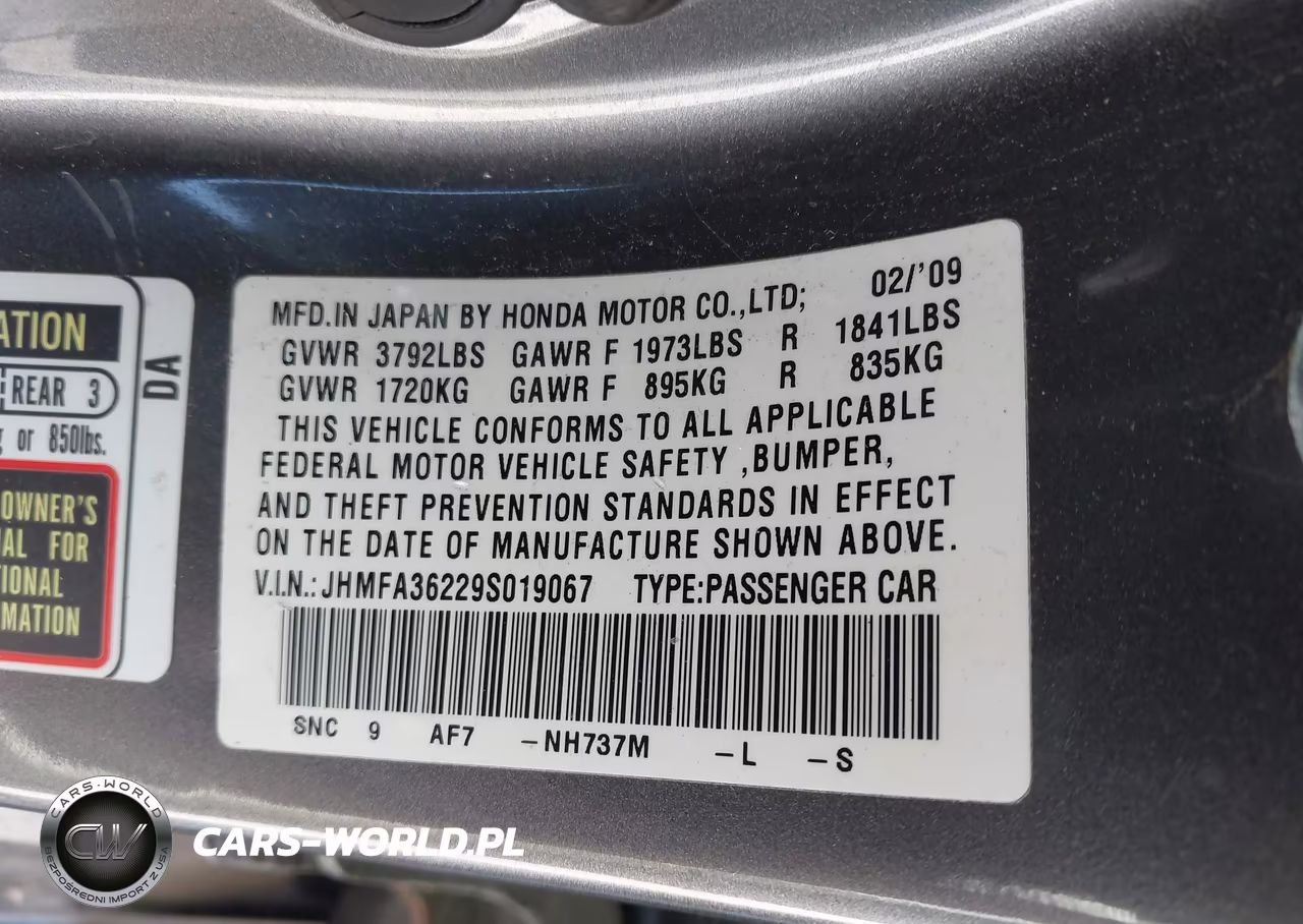 2009 Honda Civic Hybrid VIN:JHMFA36229S019067 - 9