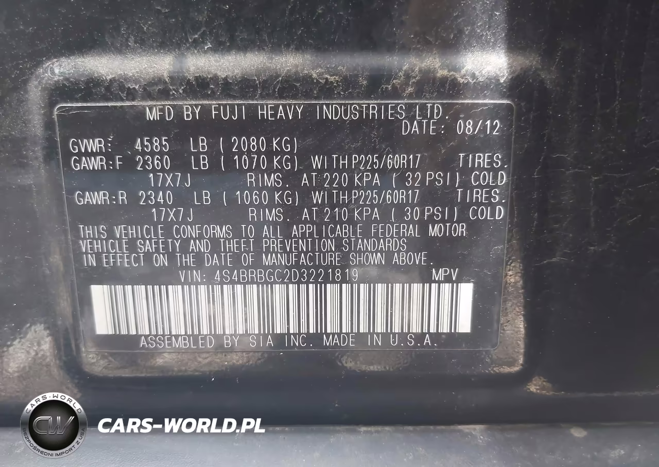 2013 Subaru Outback 2.5I Premium VIN:4S4BRBGC2D3221819 - 9