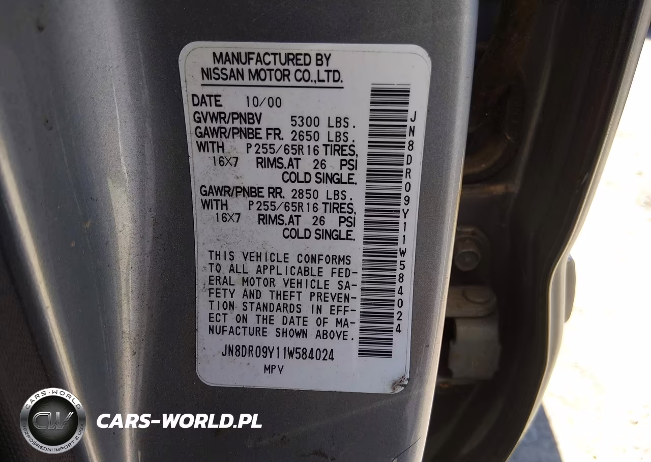 2001 Nissan Pathfinder Se VIN:JN8DR09Y11W584024 - 9