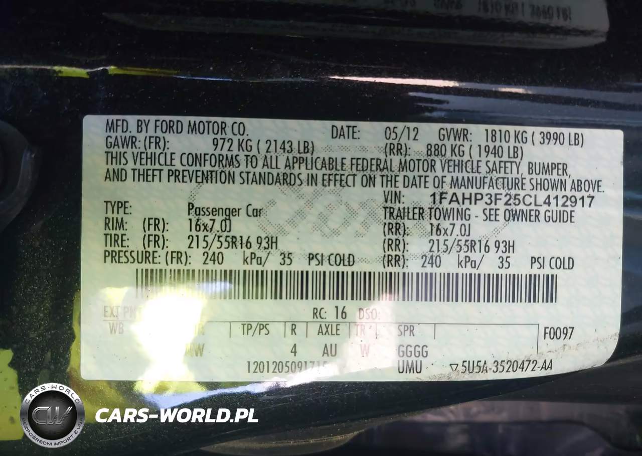 2012 Ford Focus Se VIN:1FAHP3F25CL412917 - 9
