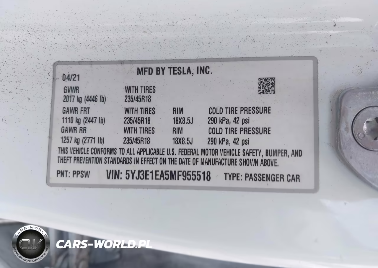 2021 Tesla Model 3 Standard Range Plus Rear-Wheel Drive VIN:5YJ3E1EA5MF955518 - 9