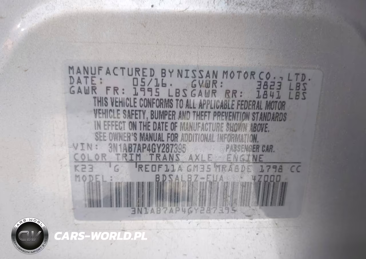 2016 Nissan Sentra S VIN:3N1AB7AP4GY287395 - 9