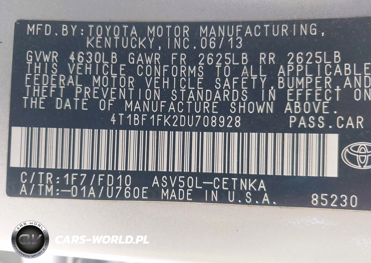 2013 Toyota Camry Le VIN:4T1BF1FK2DU708928 - 9