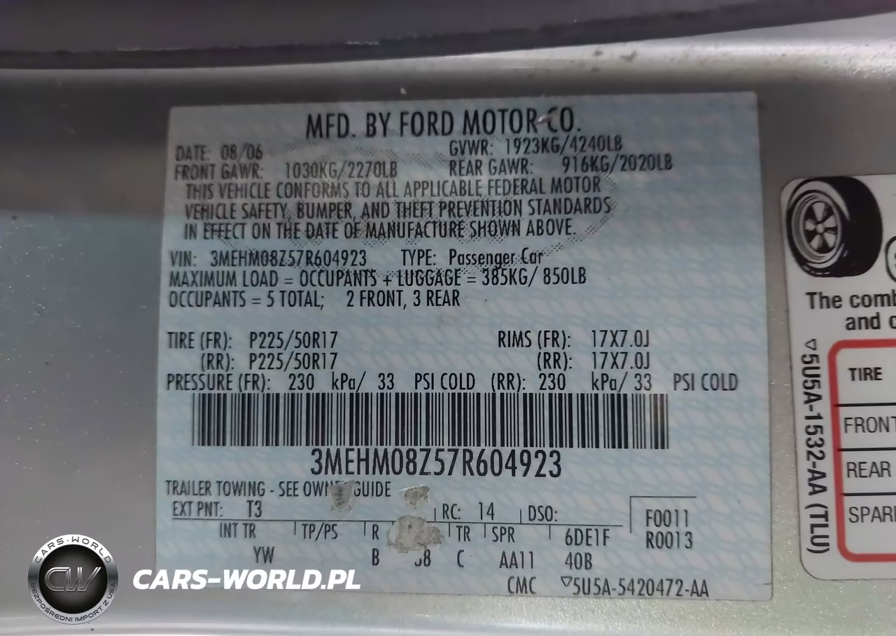 2007 Mercury Milan I4 Premier VIN:3MEHM08Z57R604923 - 9