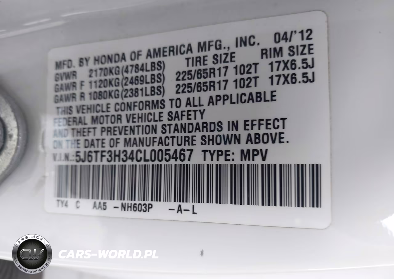 2012 Honda Crosstour 2.4 Ex VIN:5J6TF3H34CL005467 - 9