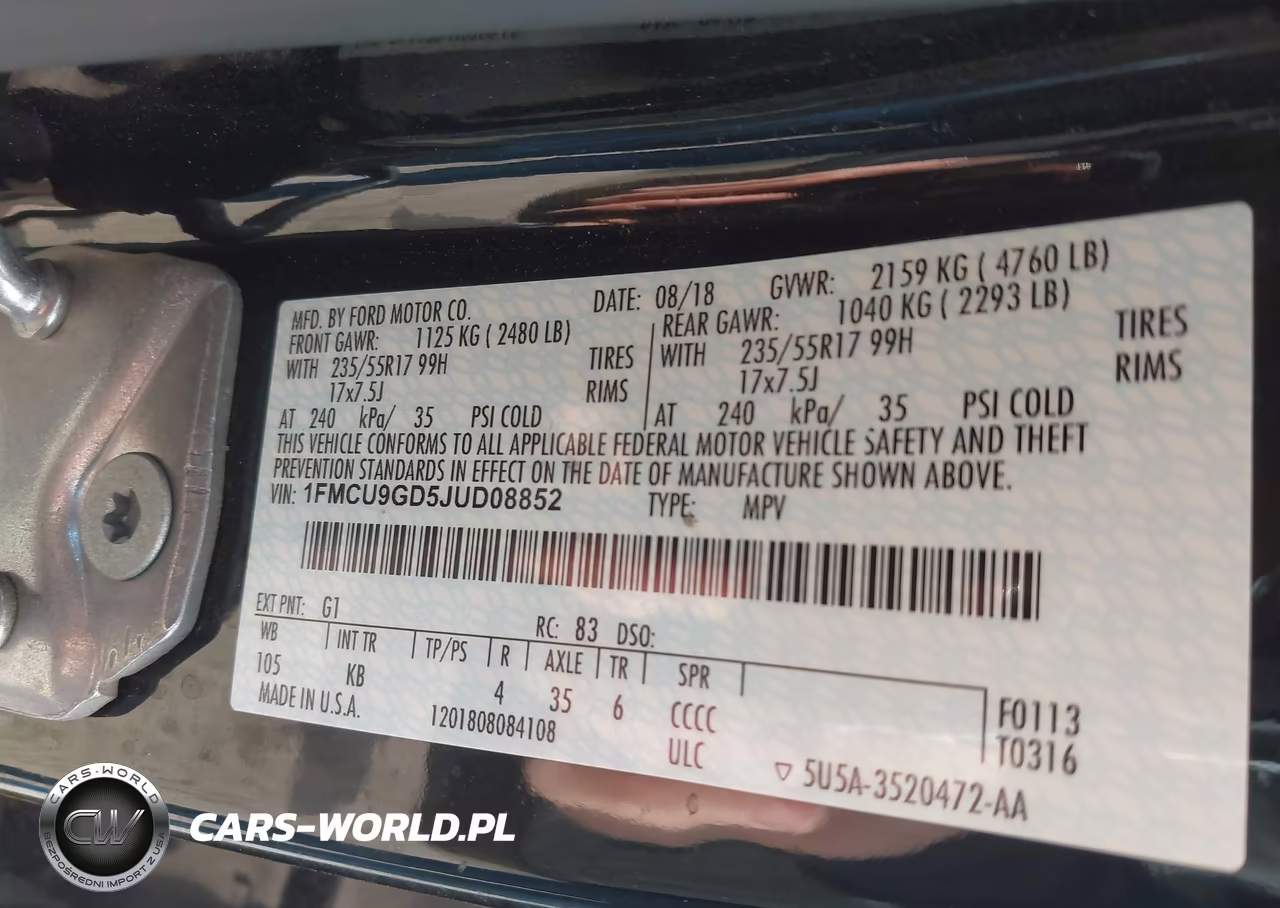 2018 Ford Escape Se VIN:1FMCU9GD5JUD08852 - 9