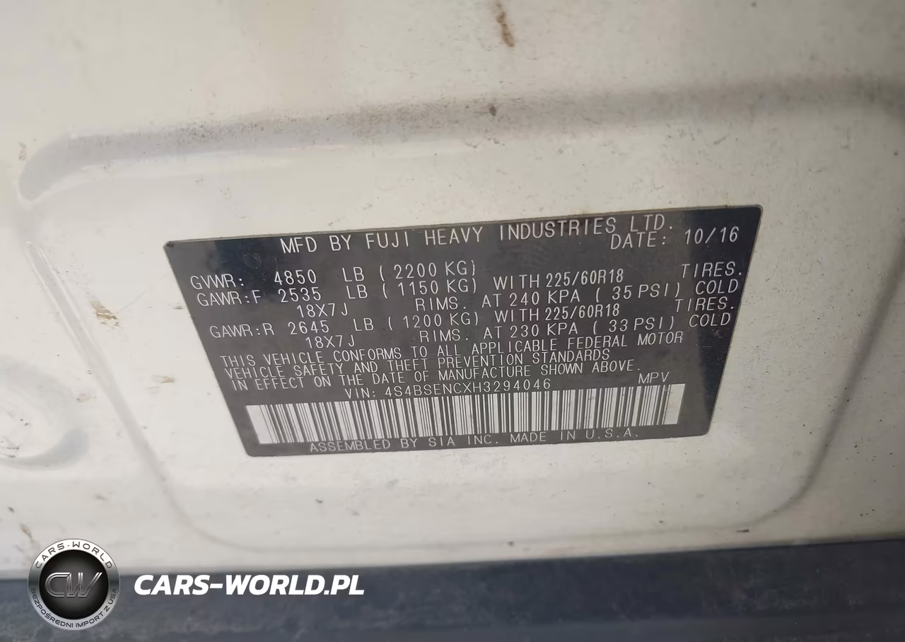 2017 Subaru Outback 3.6R Limited VIN:4S4BSENCXH3294046 - 9