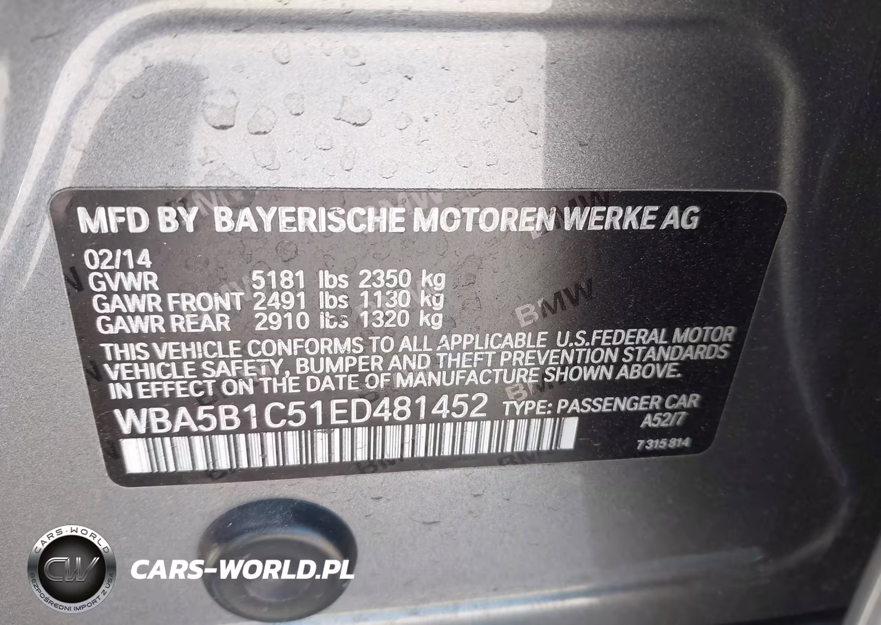 2014 BMW 535I VIN:WBA5B1C51ED481452 - 9