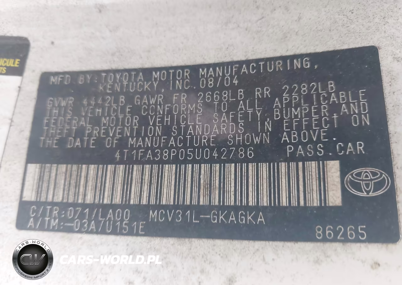 2005 Toyota Camry Solara Sle VIN:4T1FA38P05U042786 - 9