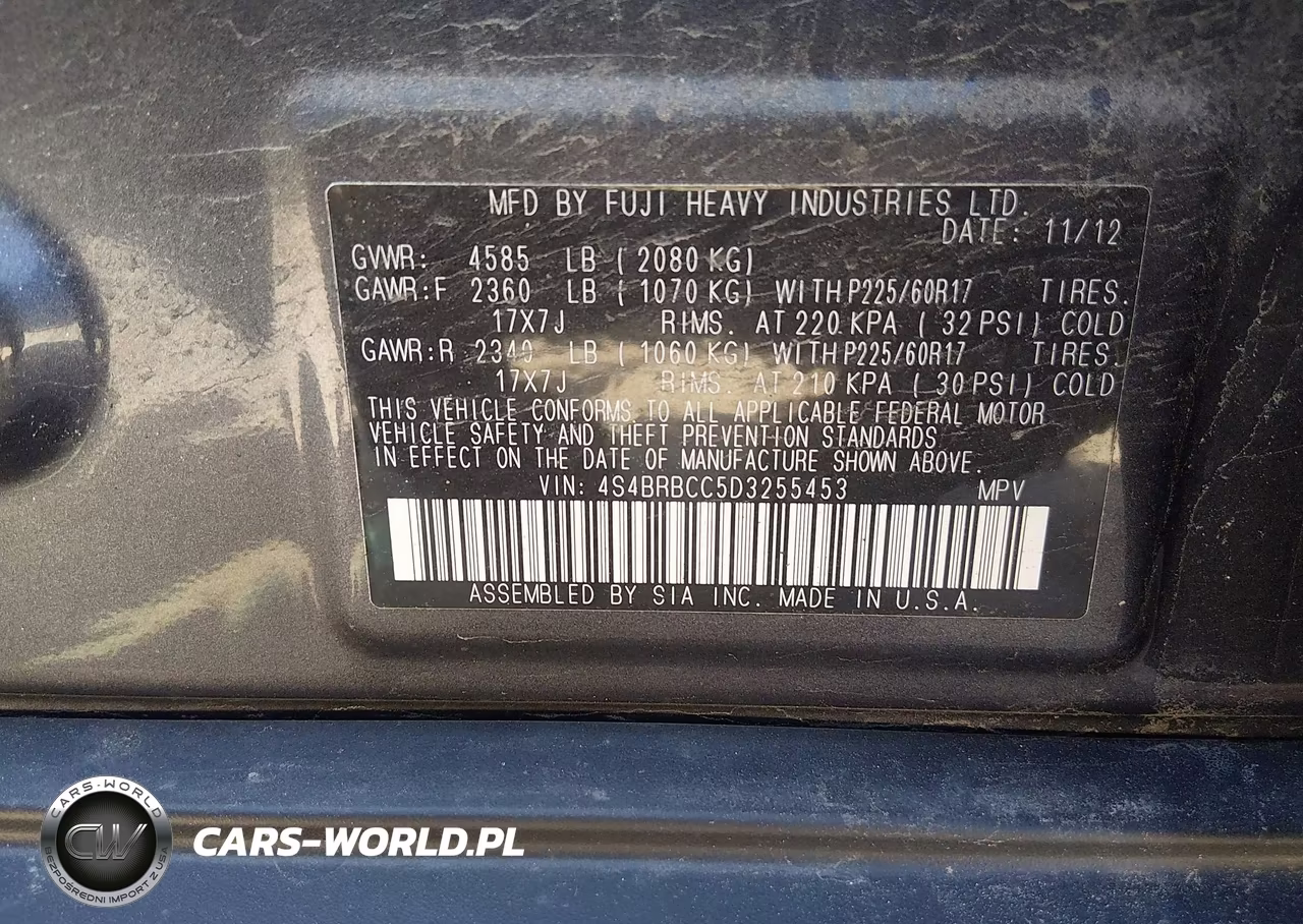 2013 Subaru Outback 2.5I Premium VIN:4S4BRBCC5D3255453 - 9