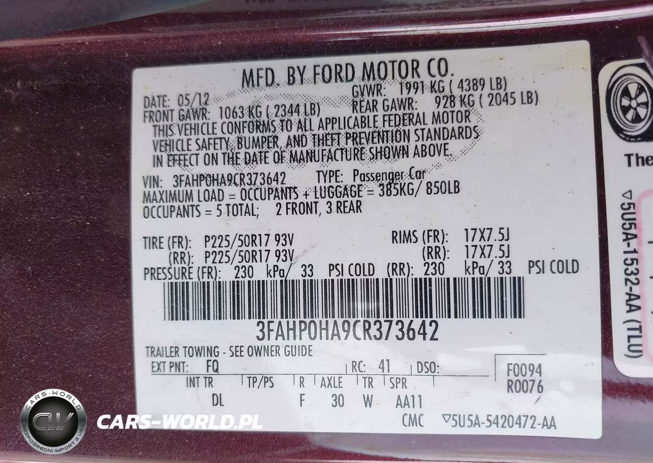 2012 Ford Fusion Se VIN:3FAHP0HA9CR373642 - 9