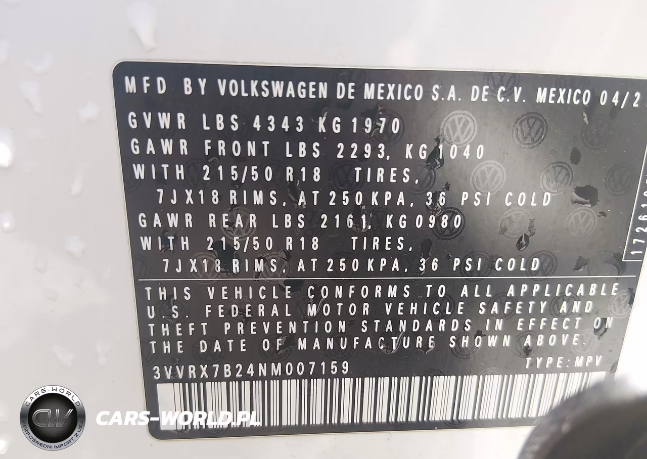 2022 Volkswagen Taos 1.5T Se VIN:3VVRX7B24NM007159 - 9