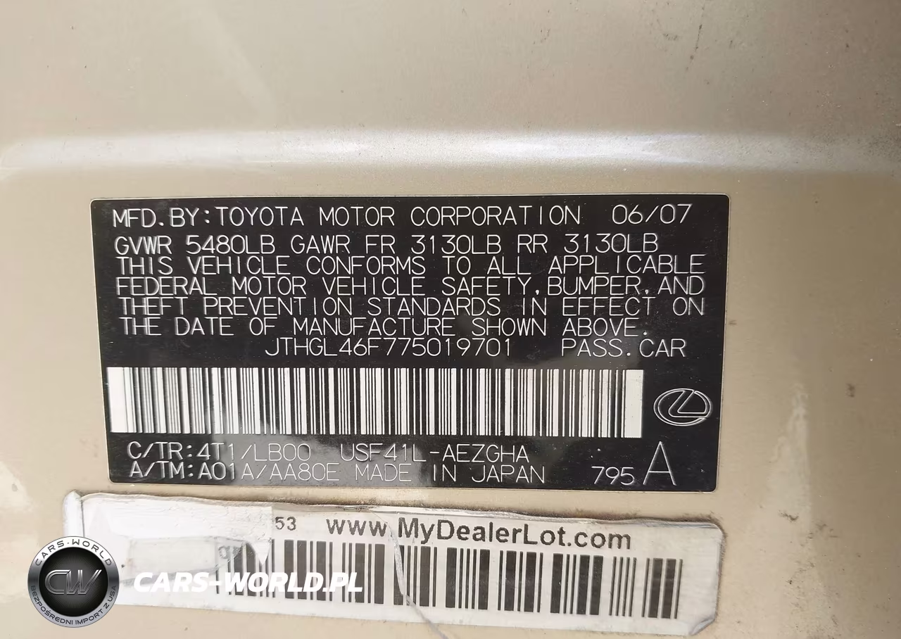 2007 Lexus Ls 460 L VIN:JTHGL46F775019701 - 9