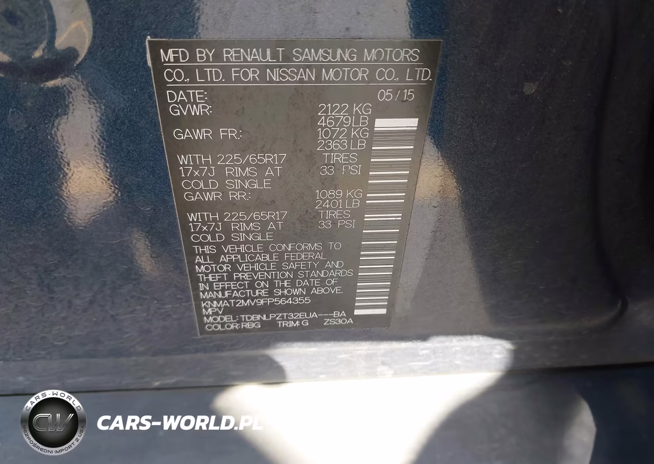 2015 Nissan Rogue S VIN:KNMAT2MV9FP564355 - 9