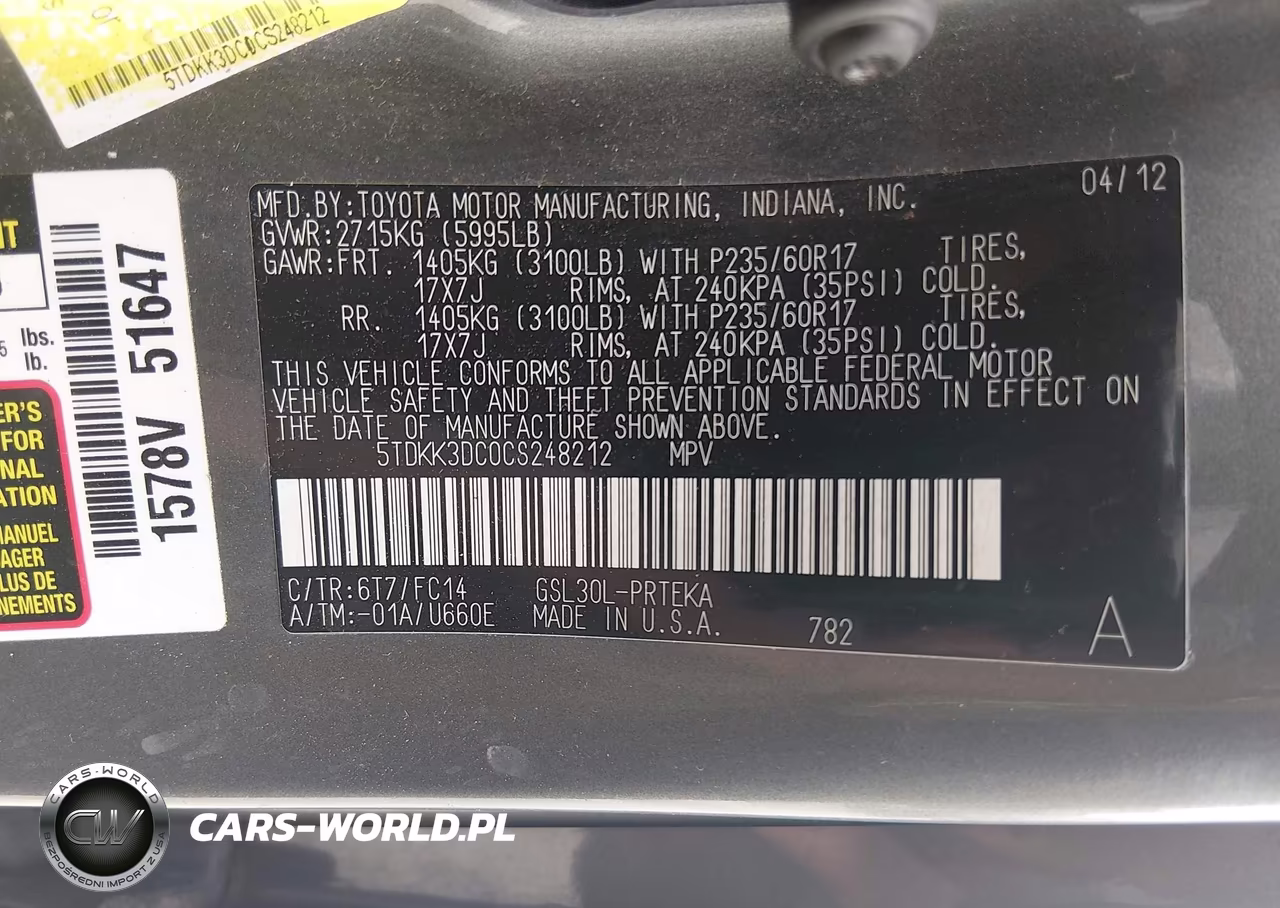 2012 Toyota Sienna Le V6 8 Passenger VIN:5TDKK3DC0CS248212 - 9
