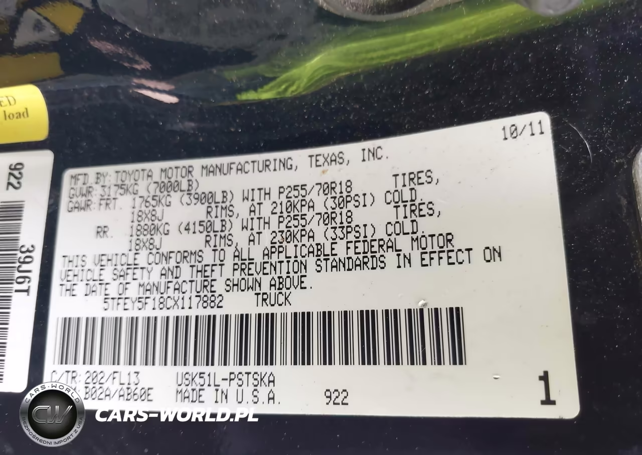 2012 Toyota Tundra Grade 5.7L V8 VIN:5TFEY5F18CX117882 - 9