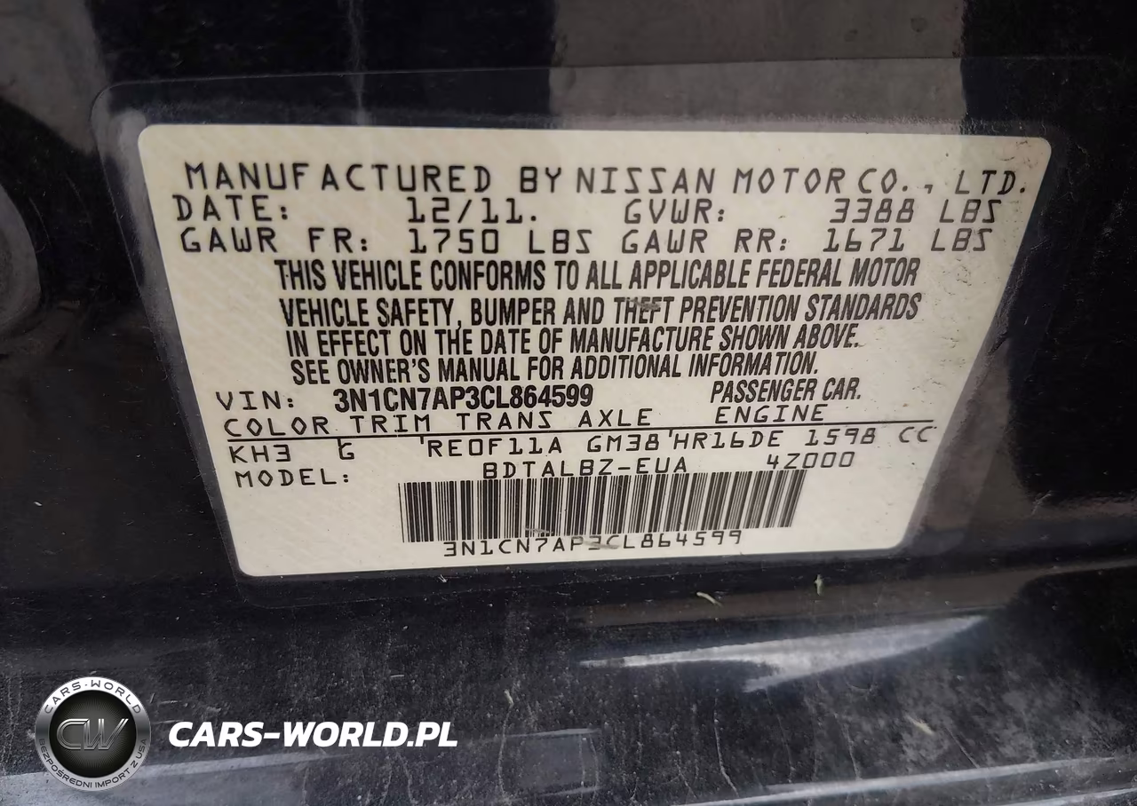 2012 Nissan Versa 1.6 Sv VIN:3N1CN7AP3CL864599 - 9