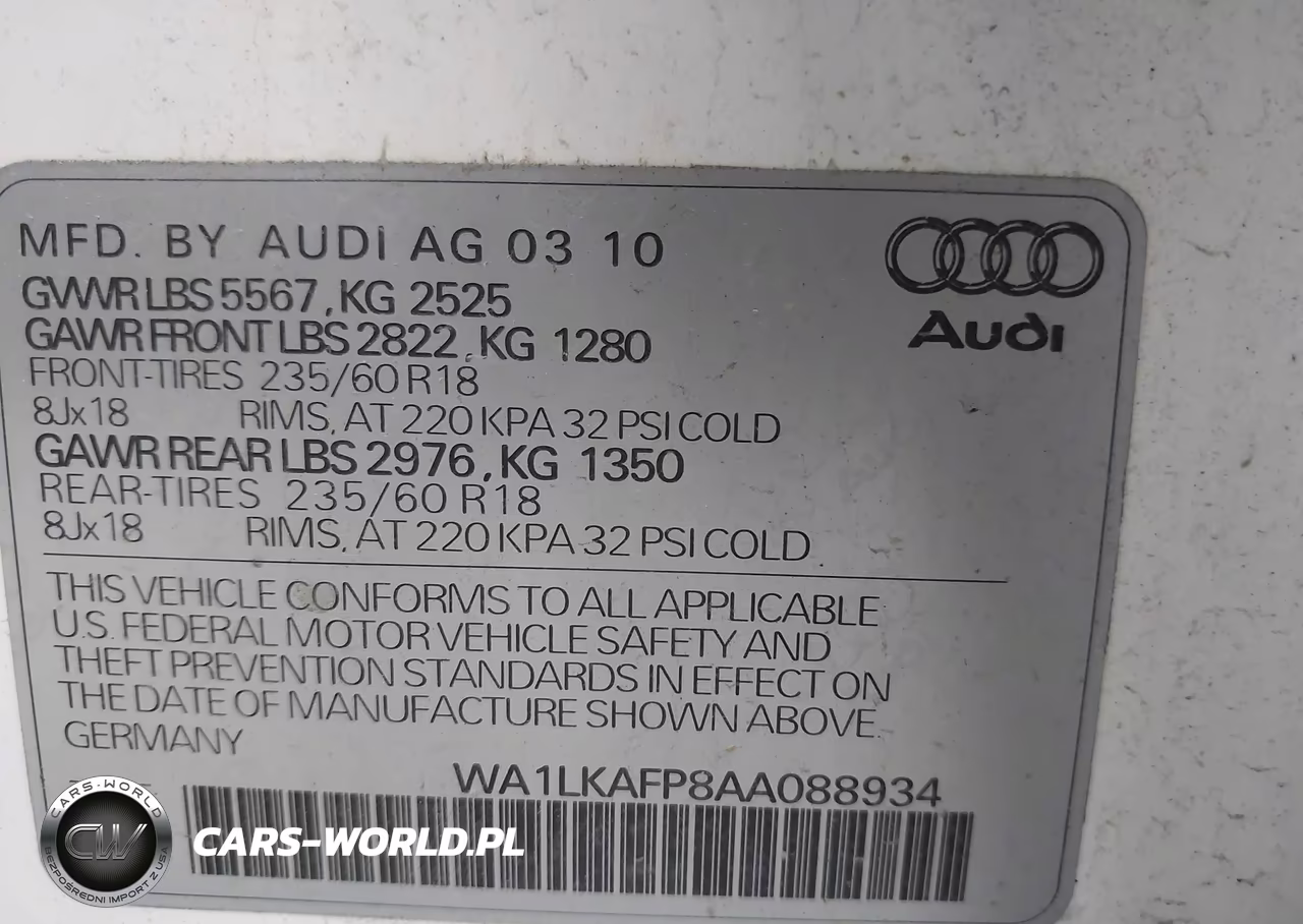 2010 Audi Q5 3.2 Premium VIN:WA1LKAFP8AA088934 - 9