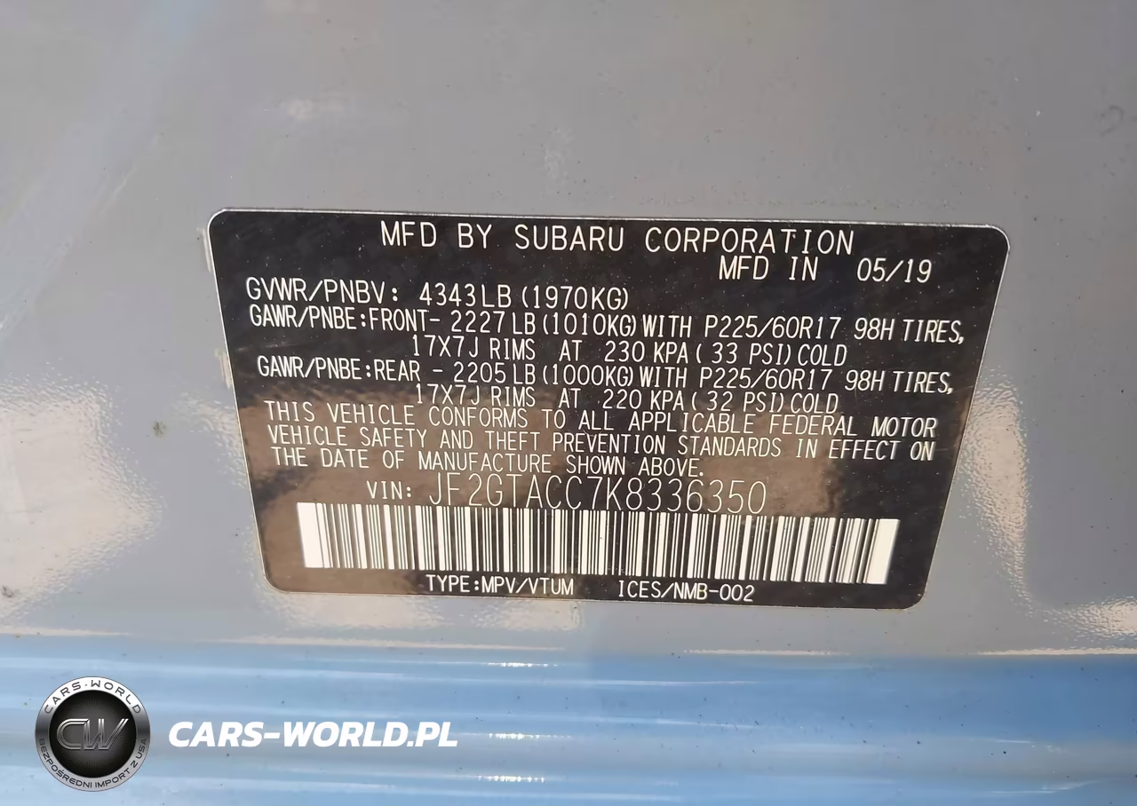 2019 Subaru Crosstrek 2.0I Premium VIN:JF2GTACC7K8336350 - 9