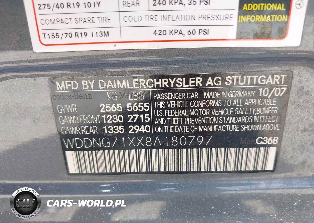 2008 Mercedes-Benz S 550 VIN:WDDNG71XX8A180797 - 9