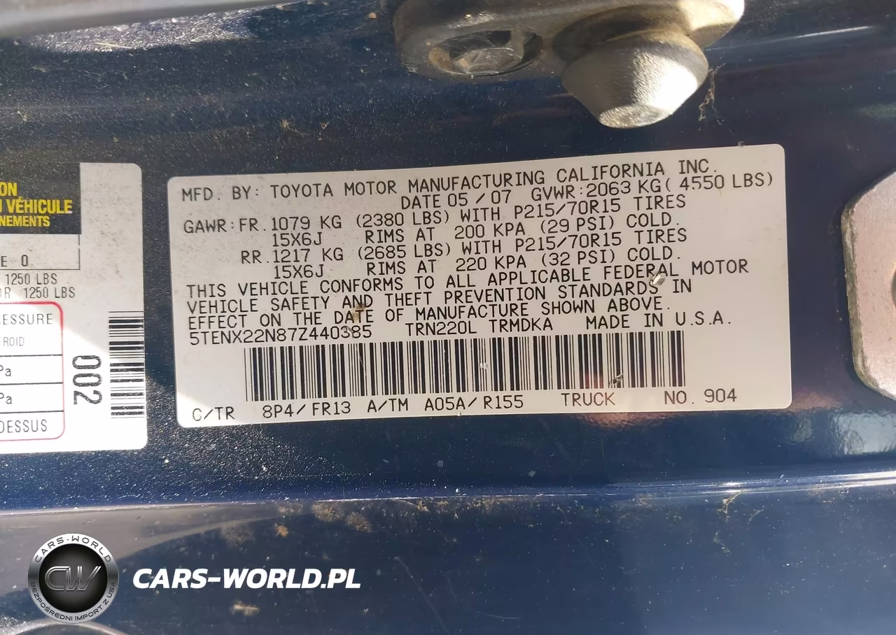 2007 Toyota Tacoma VIN:5TENX22N87Z440385 - 9