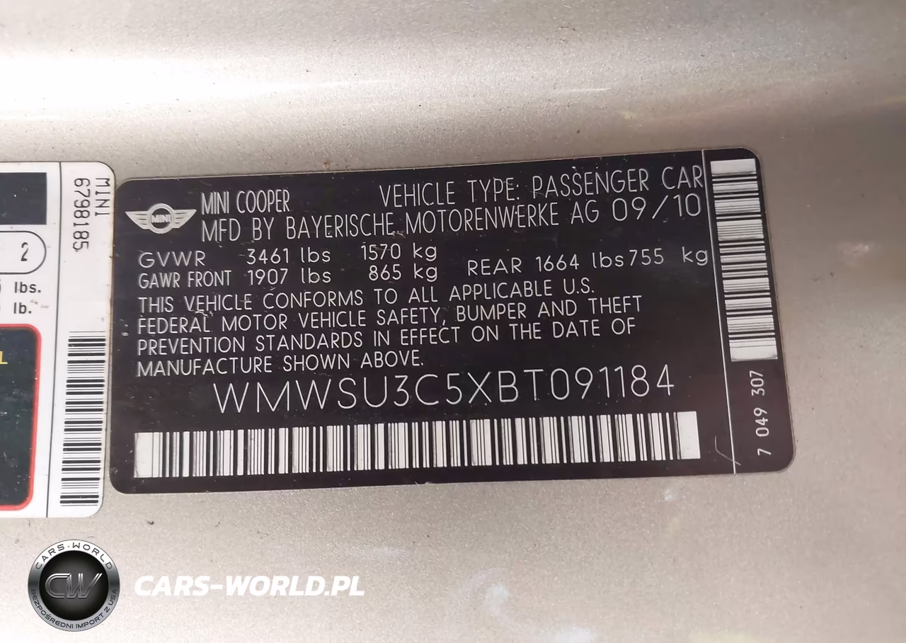2011 Mini Cooper VIN:WMWSU3C5XBT091184 - 9