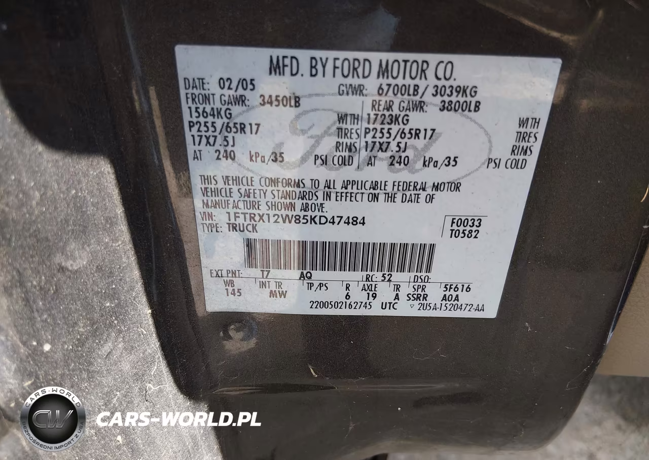 2005 Ford F-150 Stx-Xl-Xlt VIN:1FTRX12W85KD47484 - 9