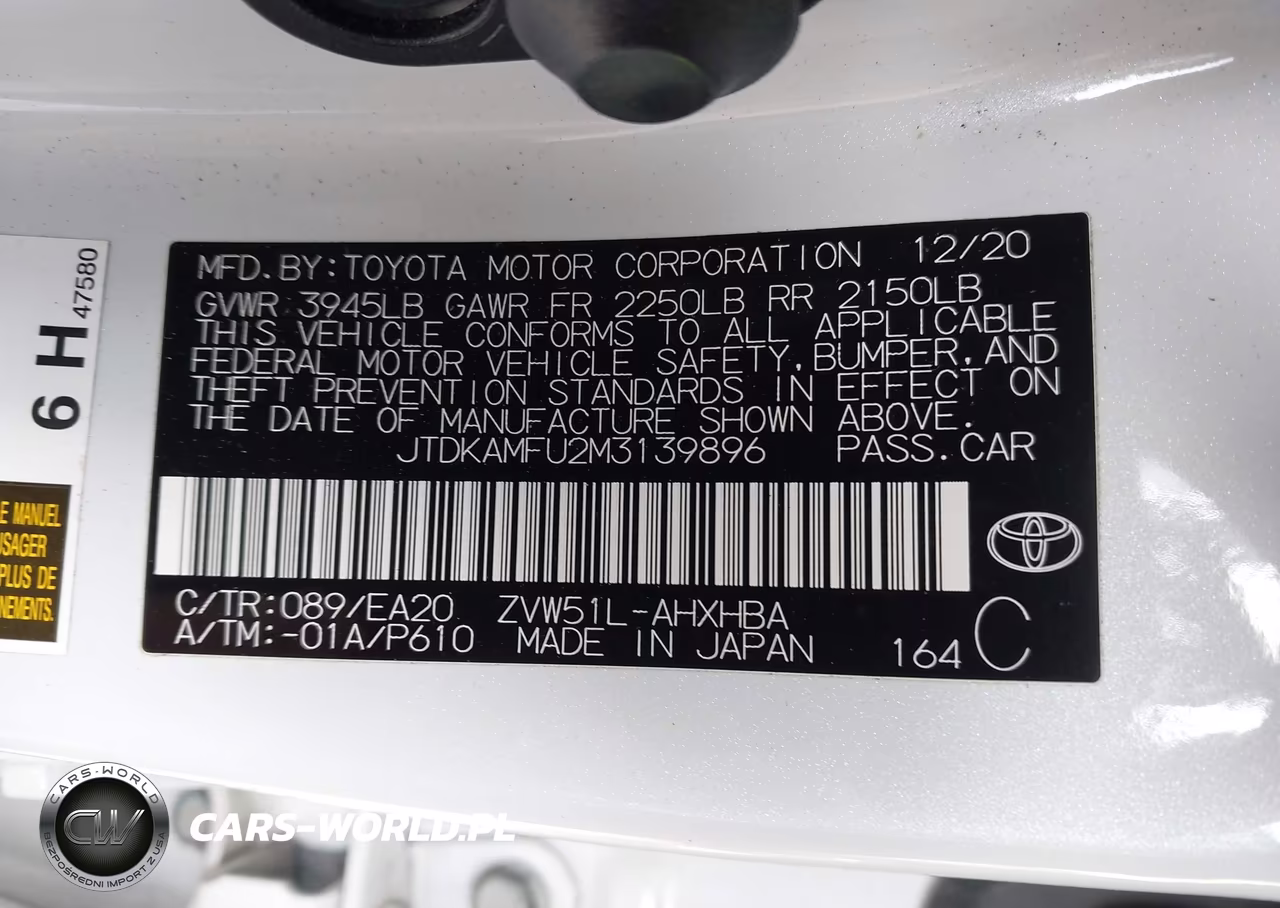 2021 Toyota Prius Xle VIN:JTDKAMFU2M3139896 - 9