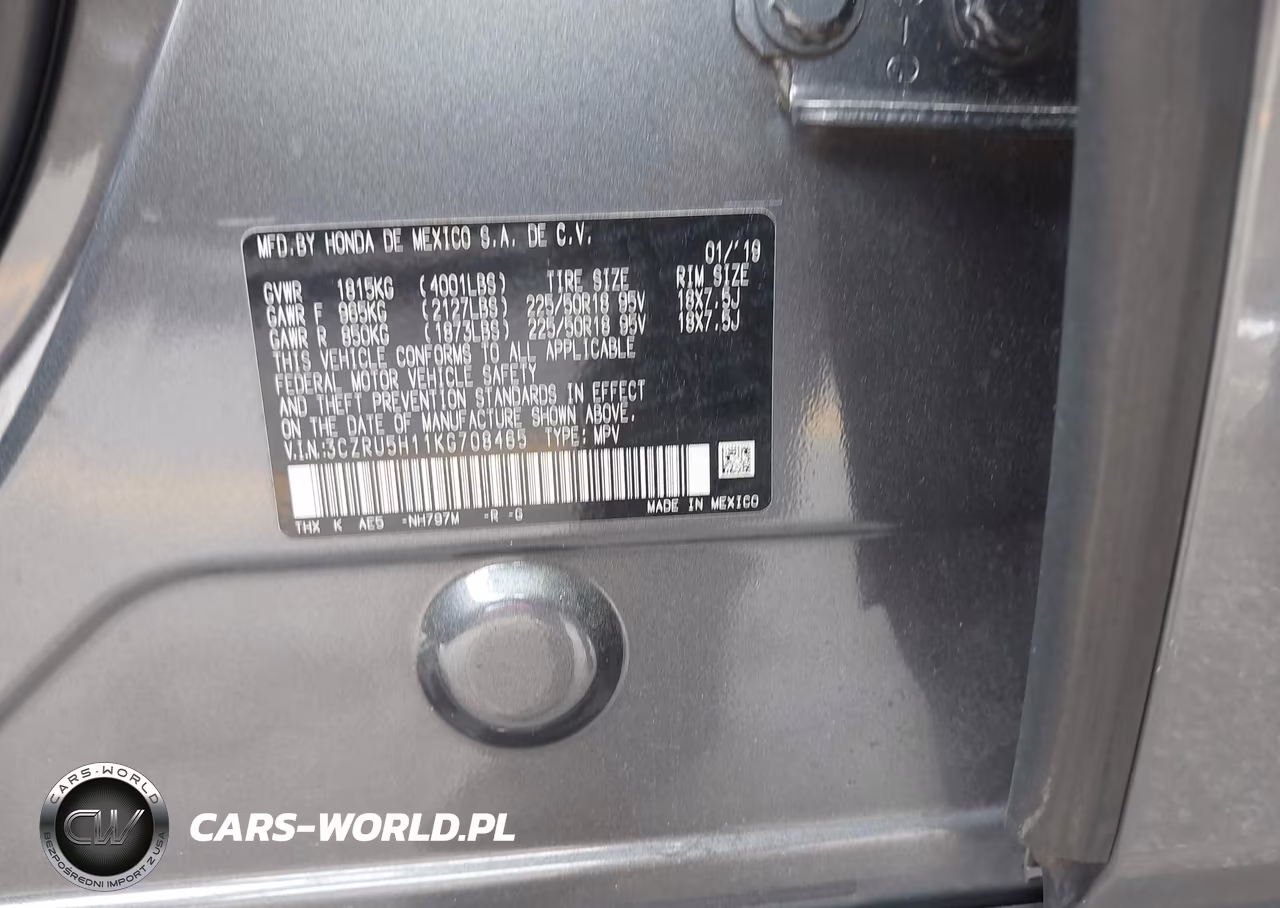 2019 Honda Hr-V Sport VIN:3CZRU5H11KG708465 - 9