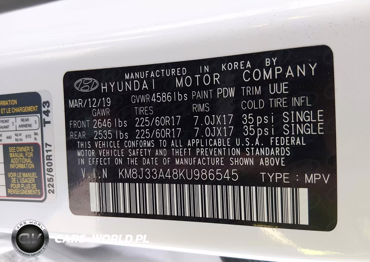 2019 Hyundai Tucson Value VIN:KM8J33A48KU986545 - 9
