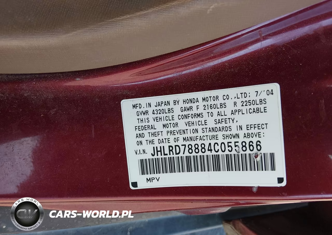 2004 Honda Cr-V Ex VIN:JHLRD78884C055866 - 9