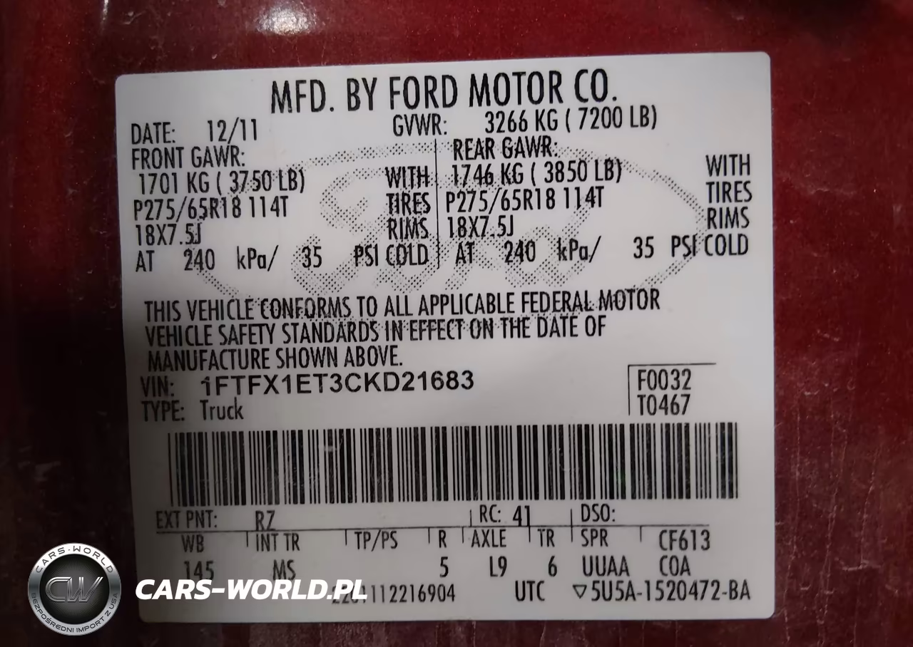 2012 Ford F-150 Xlt VIN:1FTFX1ET3CKD21683 - 9