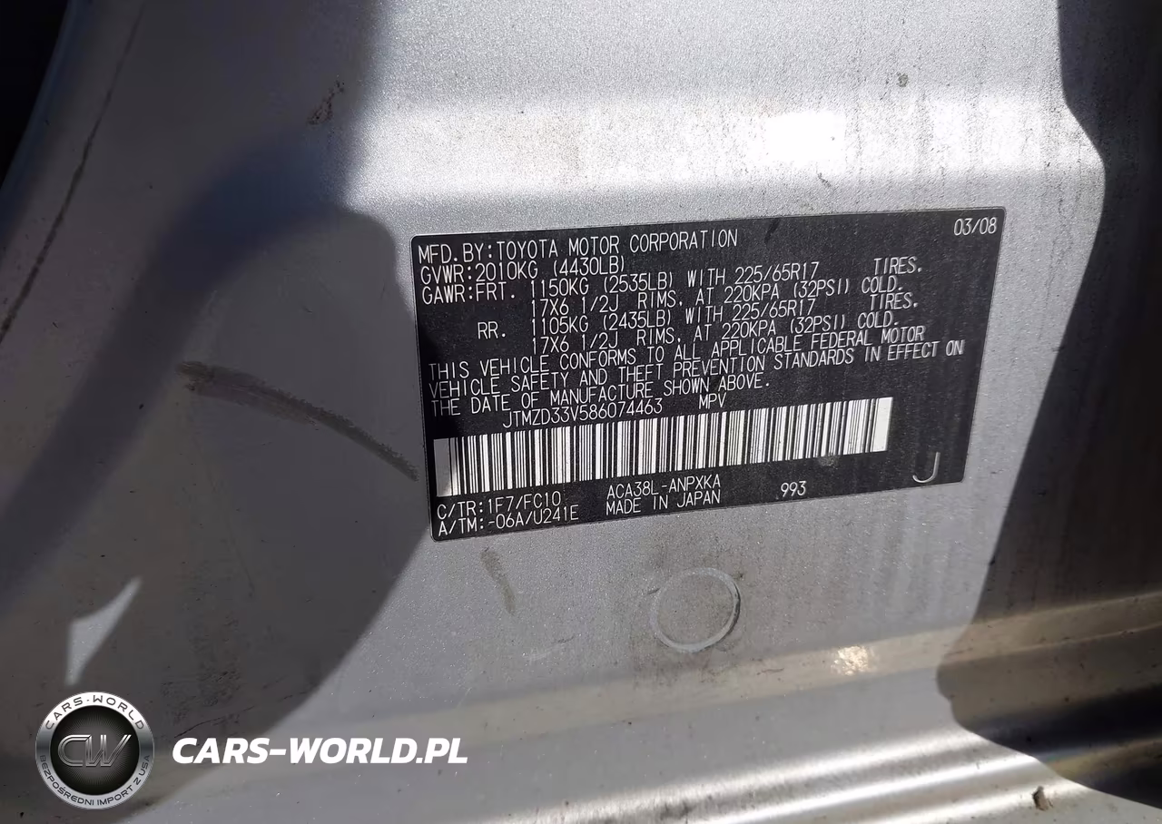 2008 Toyota Rav4 VIN:JTMZD33V586074463 - 9