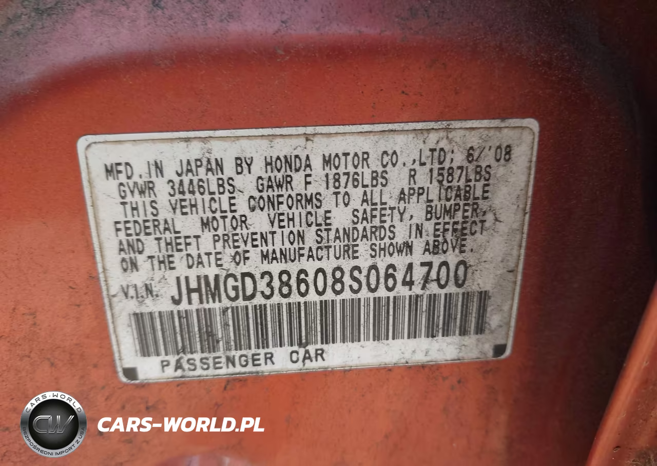 2008 Honda Fit Sport VIN:JHMGD38608S064700 - 9
